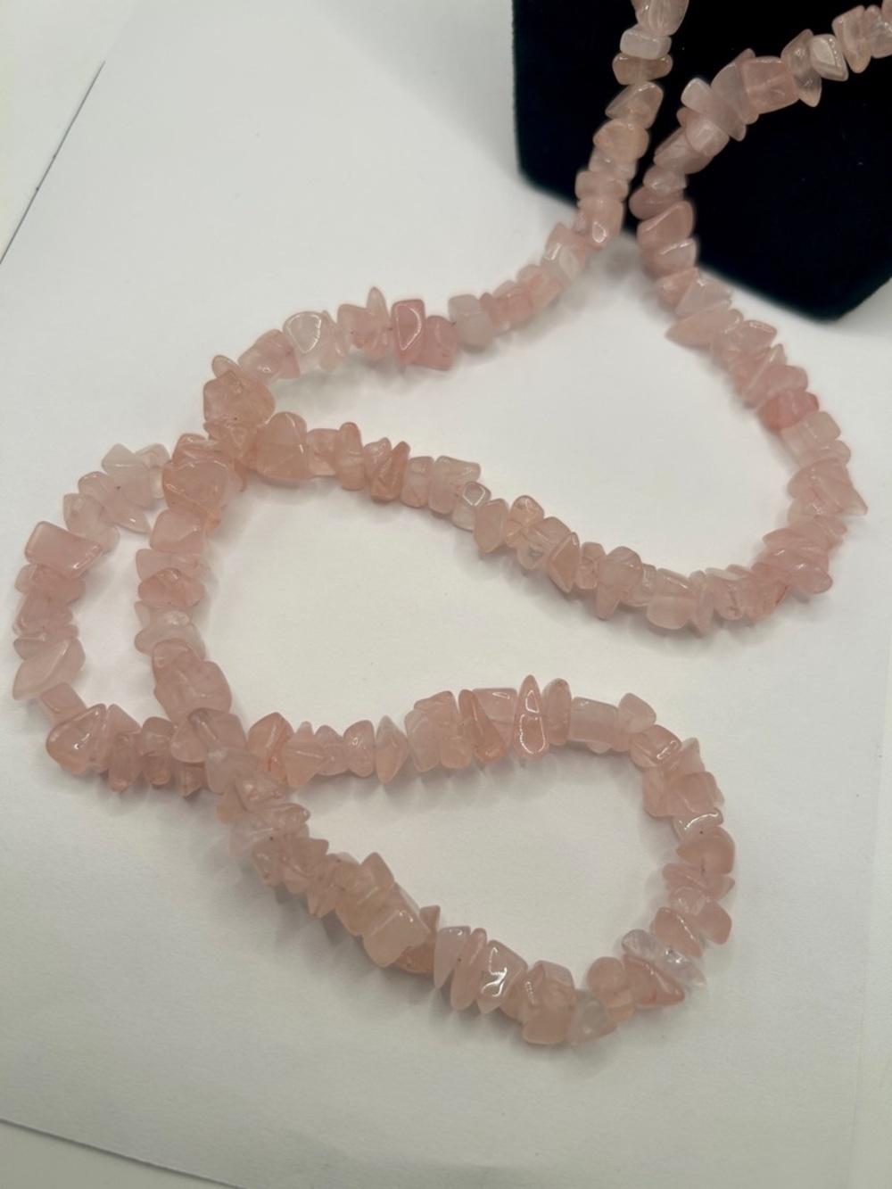 Vintage Pink Rose Quartz stone Necklace 34” Unisex Jewelry - Picture 14 of 14